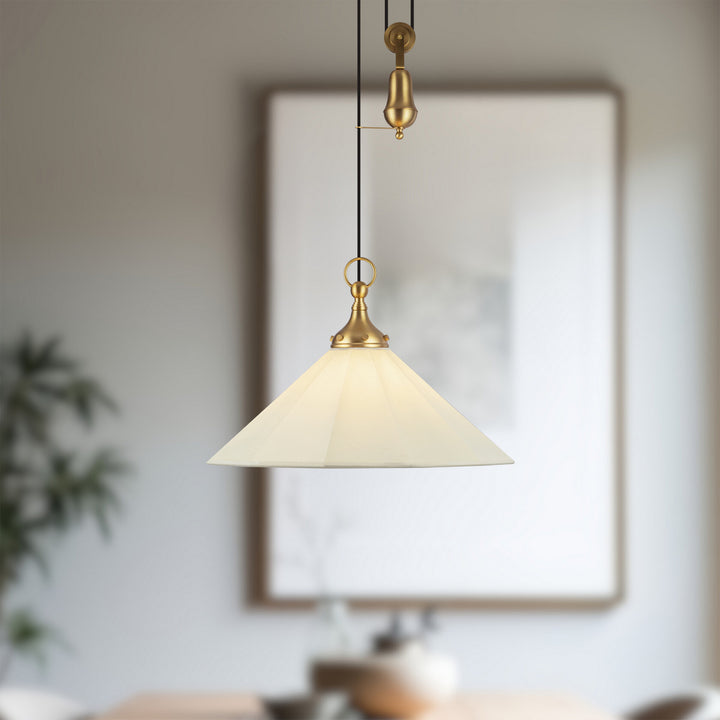 Alora Canada - PD447120BGWL - One Light Pendant - Ellen - Brushed Gold/White Linen