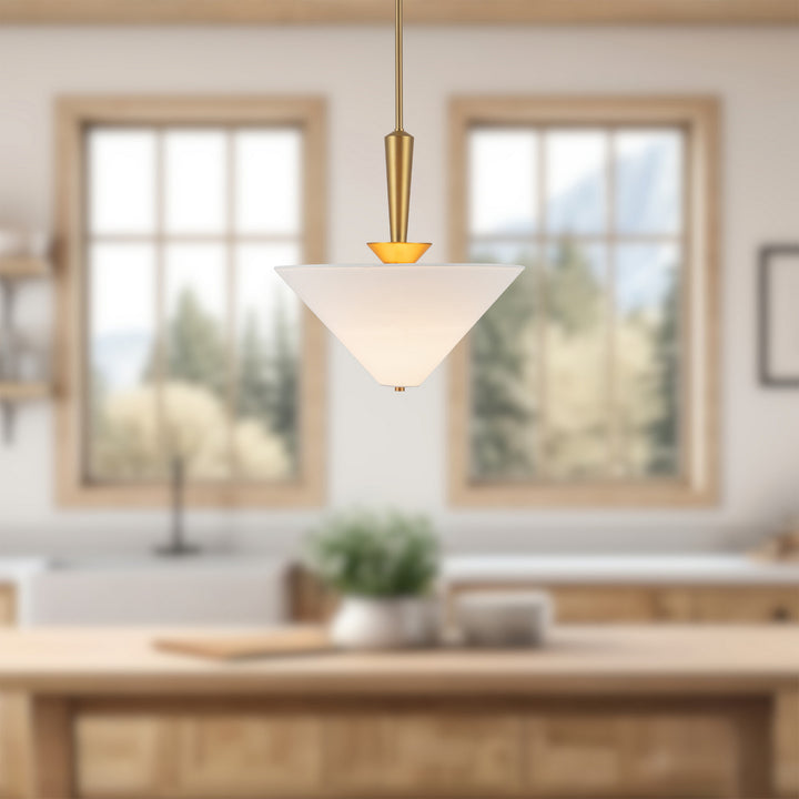 Alora Canada - PD497016BGWL - One Light Pendant - Bridgette - Brushed Gold/White Linen