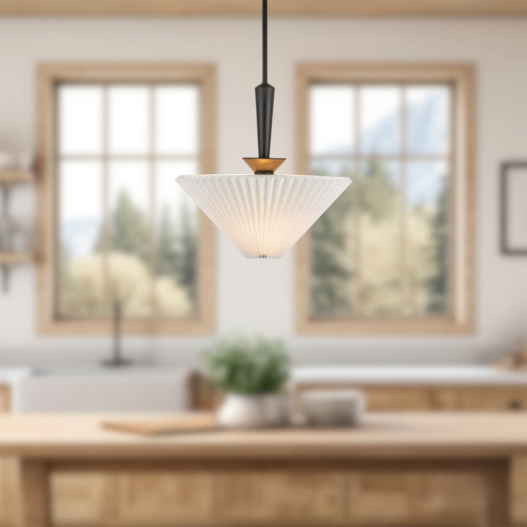 Alora Canada - PD497016MBFW - One Light Pendant - Bridgette - Matte Black/Folded White