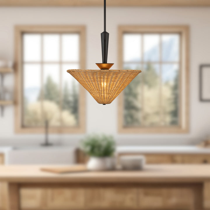 Alora Canada - PD497016MBRA - One Light Pendant - Bridgette - Matte Black/Rattan