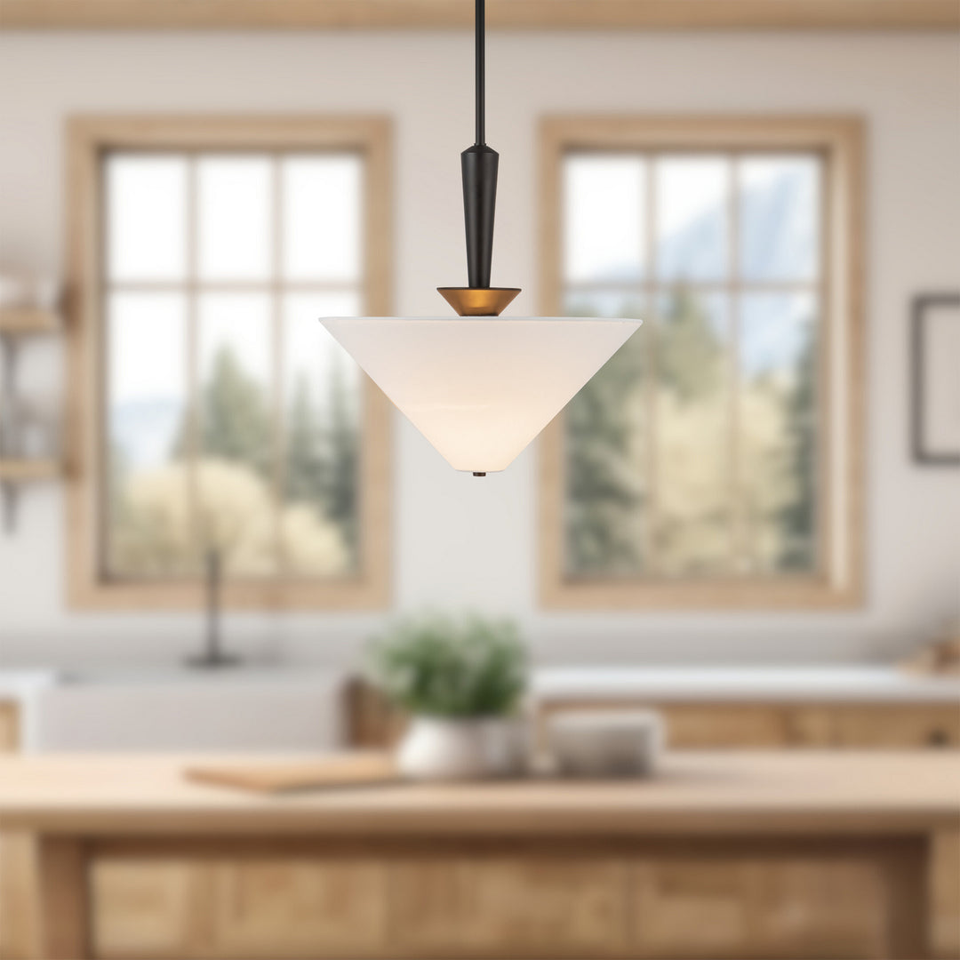 Alora Canada - PD497016MBWL - One Light Pendant - Bridgette - Matte Black/White Linen
