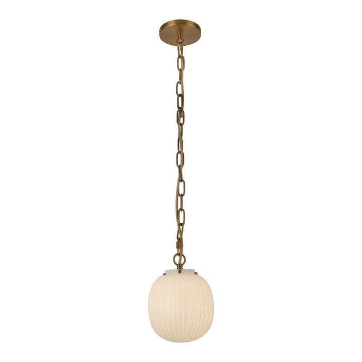 Alora Canada - PD579107BGGR - One Light Pendant - Cherise - Brushed Gold/Glossy Ribbed Opal Glass
