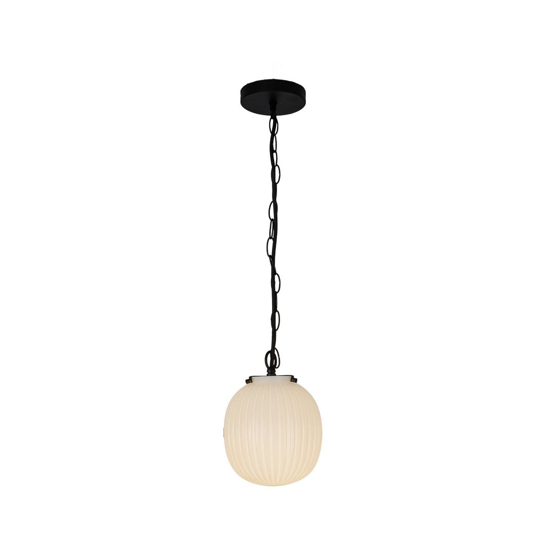Alora Canada - PD579107MBGR - One Light Pendant - Cherise - Matte Black/Glossy Ribbed Opal Glass