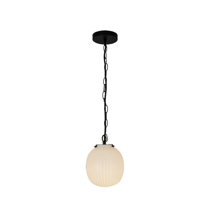 Alora Canada - PD579107MBGR - One Light Pendant - Cherise - Matte Black/Glossy Ribbed Opal Glass