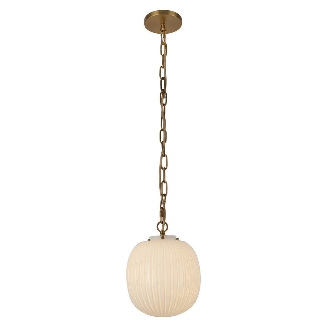 Alora Canada - PD579112BGGR - One Light Pendant - Cherise - Brushed Gold/Glossy Ribbed Opal Glass