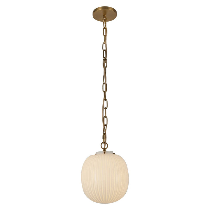 Alora Canada - PD579112BGGR - One Light Pendant - Cherise - Brushed Gold/Glossy Ribbed Opal Glass