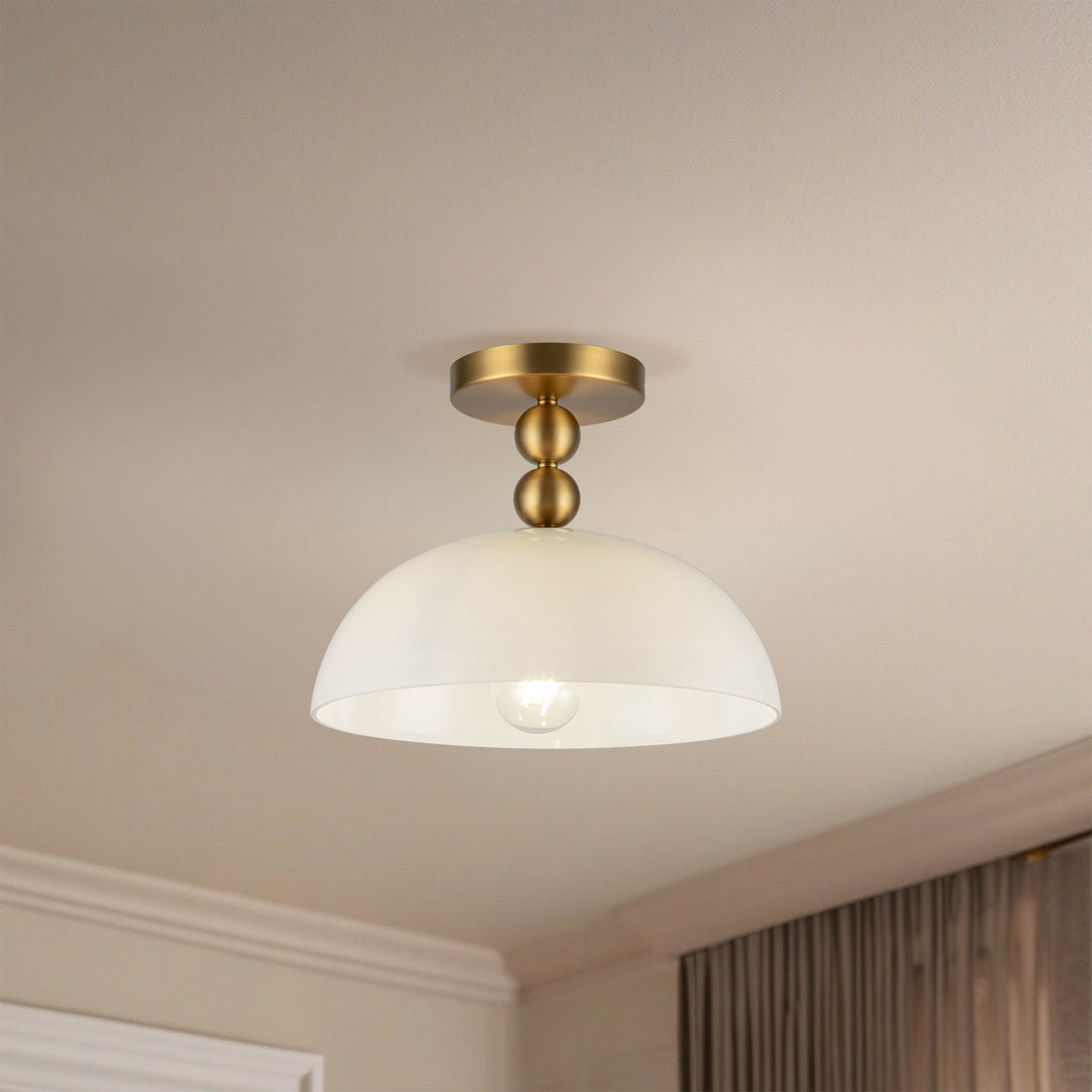 Alora Canada - SF459012BGGO - One Light Semi-Flush Mount - Paisley - Brushed Gold/Glossy Opal Glass