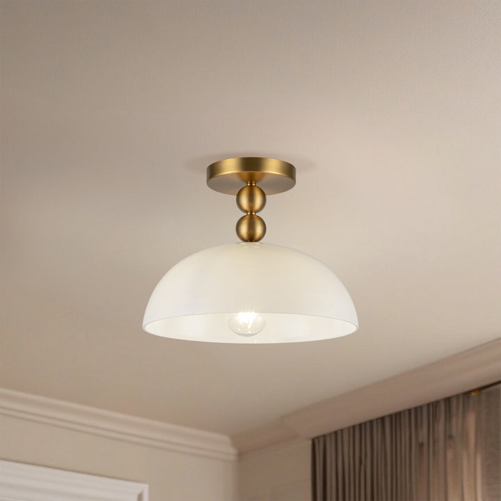 Alora Canada - SF459012BGGO - One Light Semi-Flush Mount - Paisley - Brushed Gold/Glossy Opal Glass