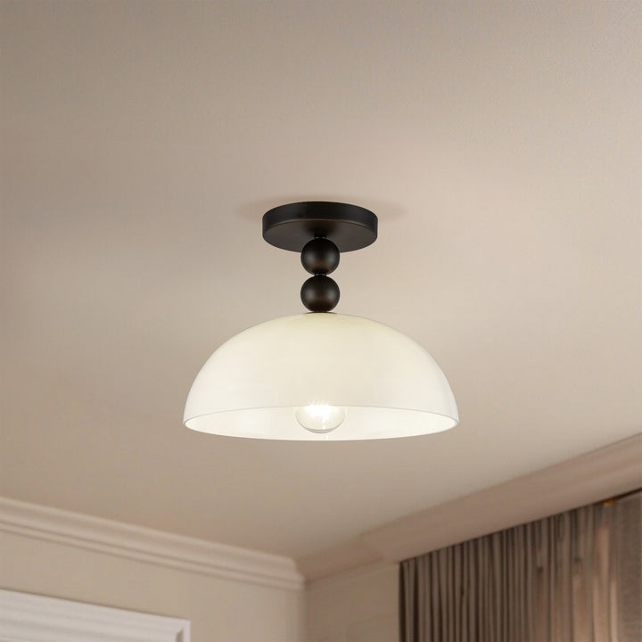 Alora Canada - SF459012MBGO - One Light Semi-Flush Mount - Paisley - Matte Black/Glossy Opal Glass