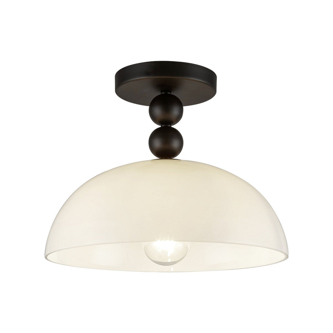 Alora Canada - SF459012MBGO - One Light Semi-Flush Mount - Paisley - Matte Black/Glossy Opal Glass