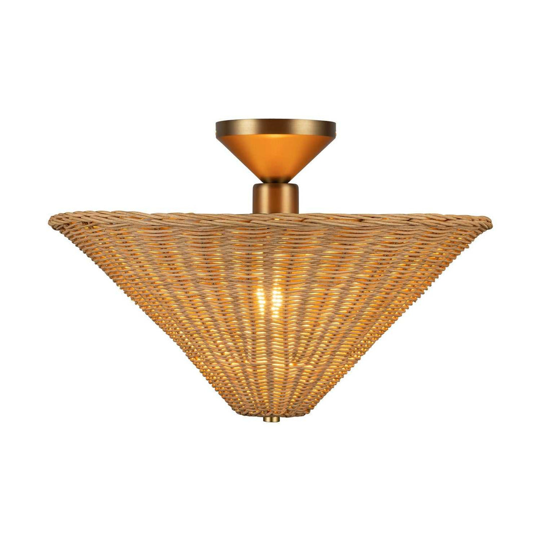 Alora Canada - SF497016BGRA - One Light Semi-Flush Mount - Bridgette - Brushed Gold/Rattan