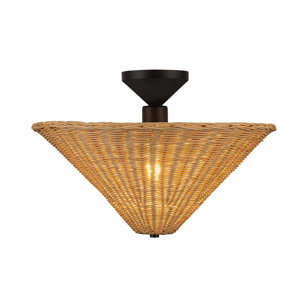 Bridgette One Light Semi-Flush Mount in Matte Black/Rattan Alora Canada
