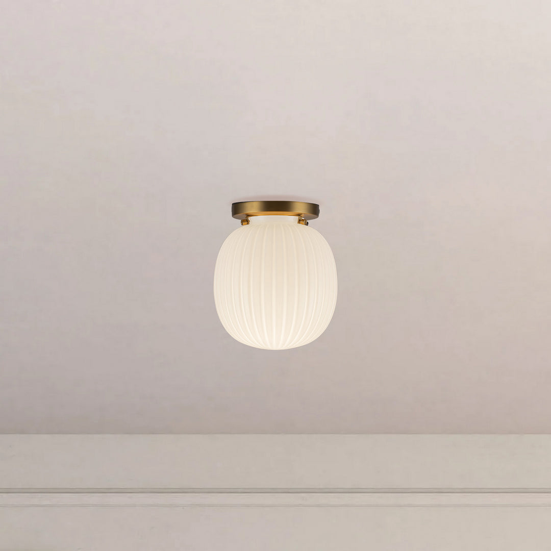 Alora Canada - SF579107BGGR - One Light Semi-Flush Mount - Cherise - Brushed Gold/Glossy Ribbed Opal Glass