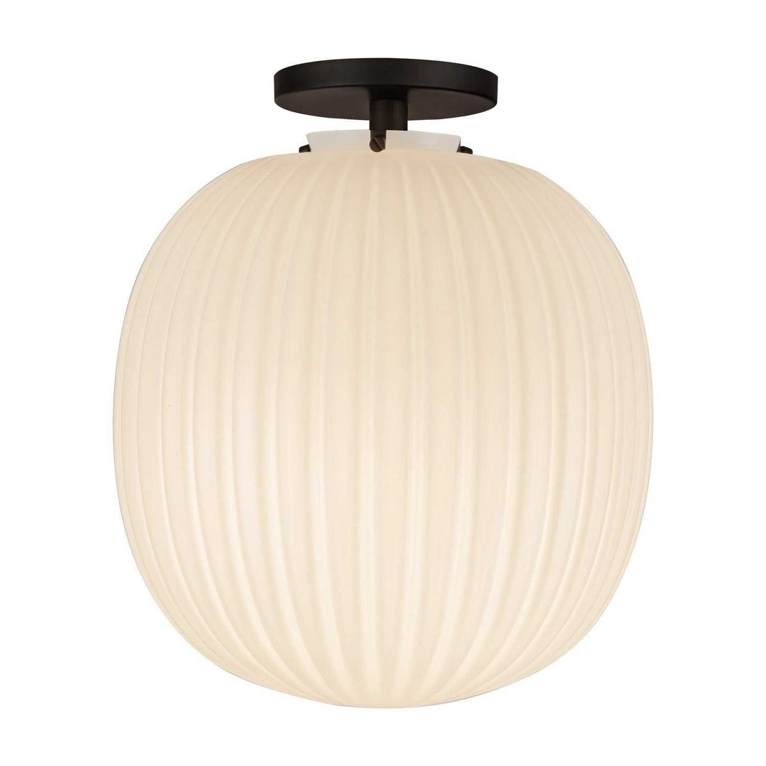 Alora Canada - SF579112MBGR - One Light Semi-Flush Mount - Cherise - Matte Black/Glossy Ribbed Opal Glass