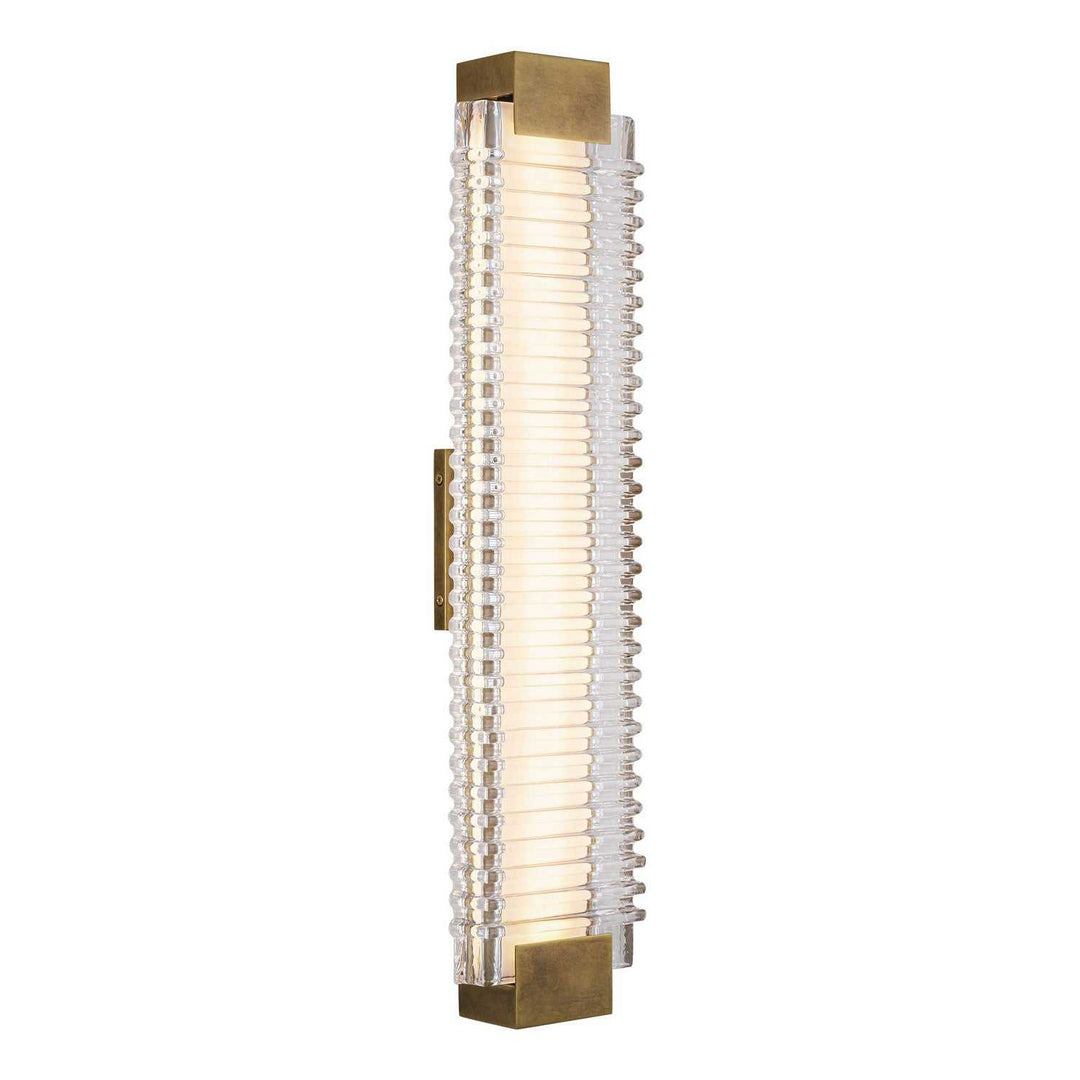 Alai LED Wall Vanity in Vintage Brass/Ribbed Glass Alora Canada
