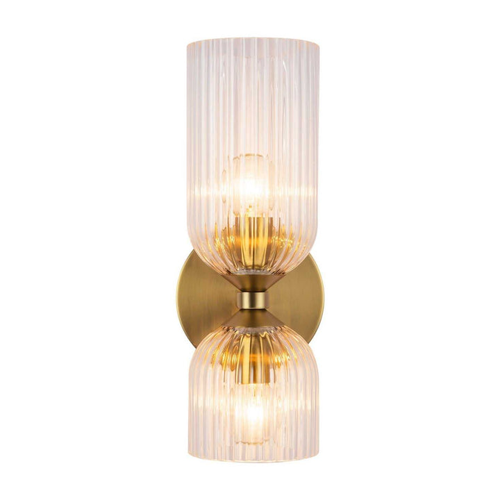 Alora Canada - WV442612BGCR - Two Light Vanity - Nelly - Brushed Gold/Clear Ribbed Glass