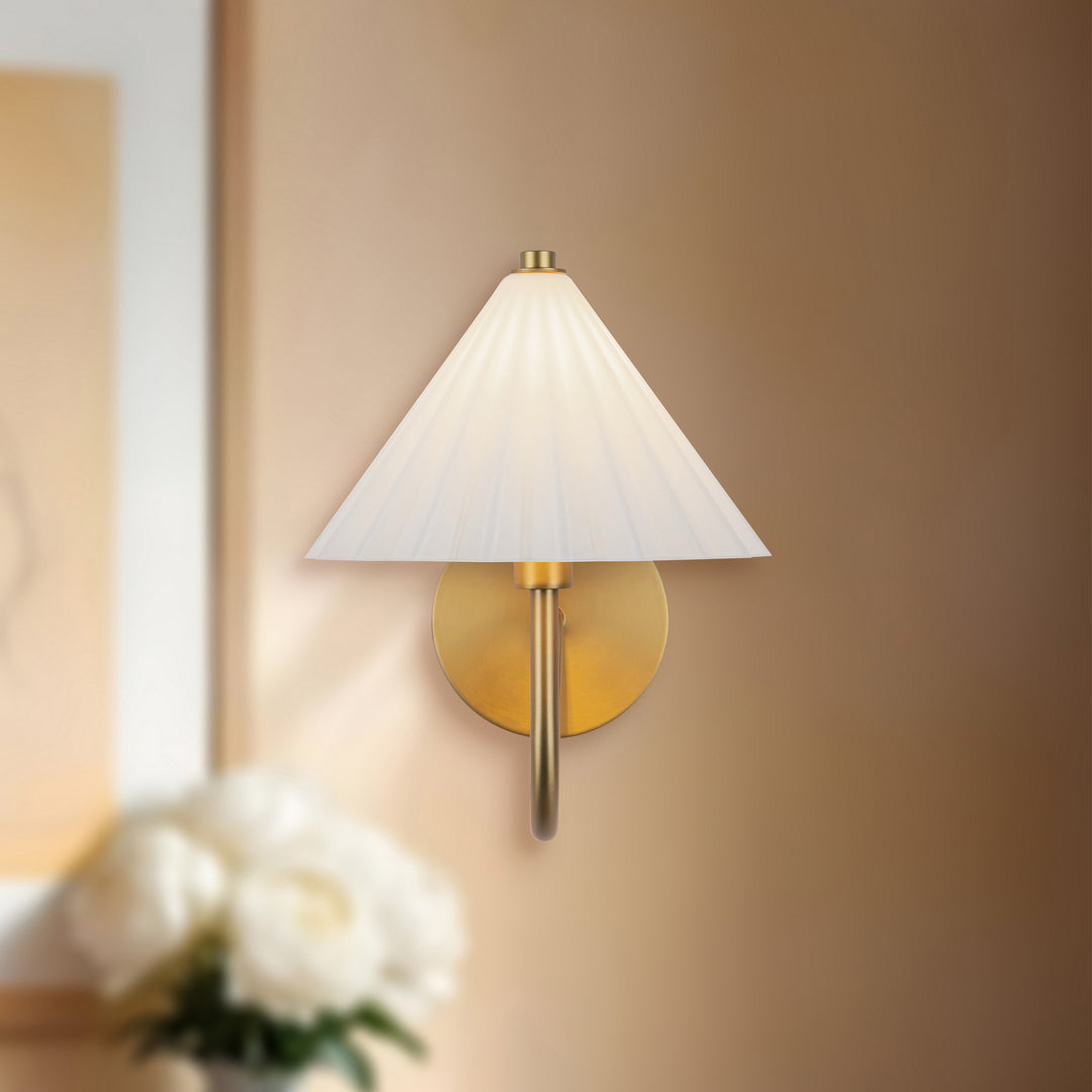 Alora Canada - WV451808AGOP - One Light Vanity - Serena - Aged Gold/Opal Glass