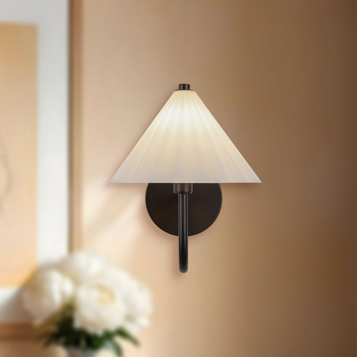 Alora Canada - WV451808MBOP - One Light Vanity - Serena - Matte Black/Opal Glass