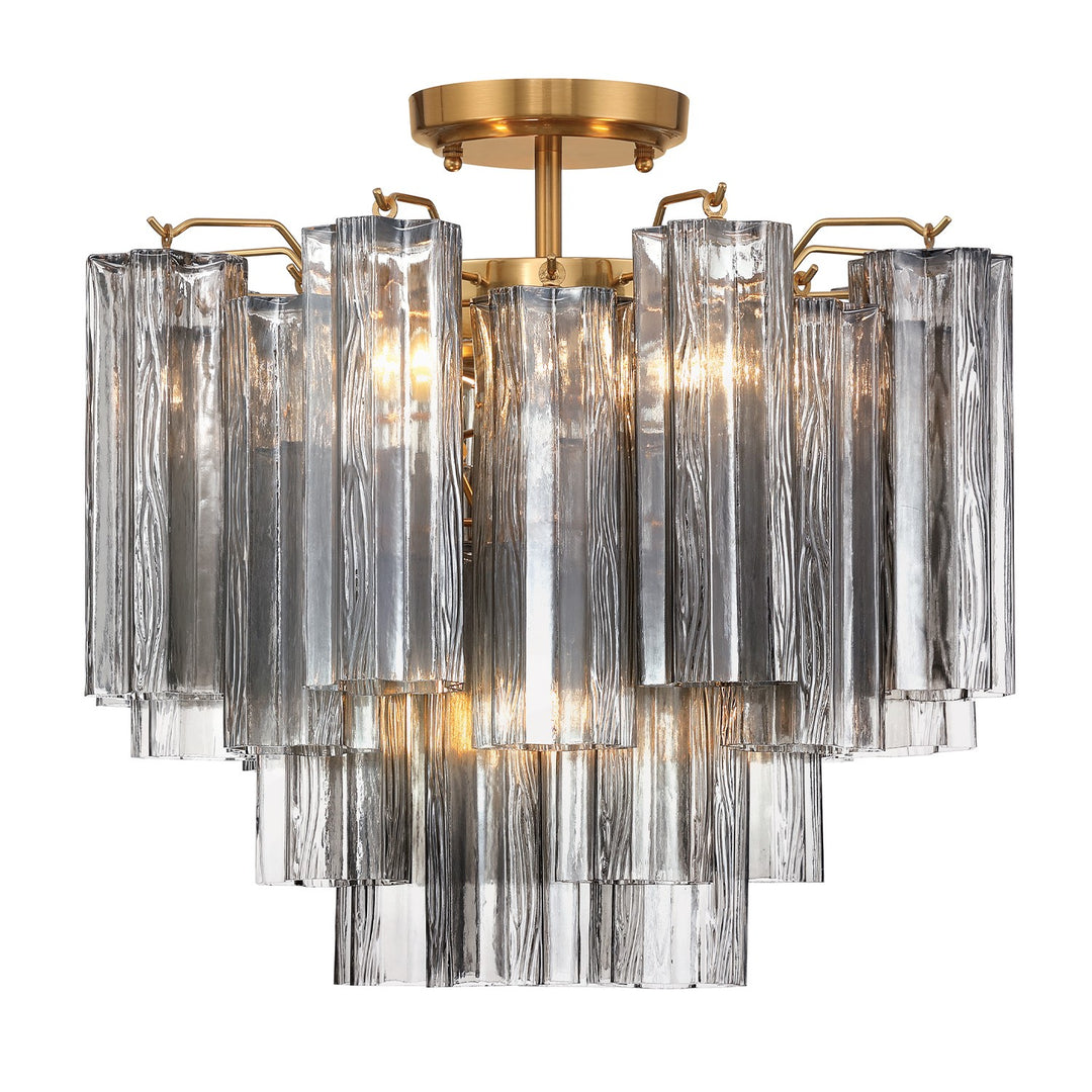 Addis Four Light Semi Flush Mount in Aged Brass - available from The Lighting Shoppe, trusted by Canadian homeowners