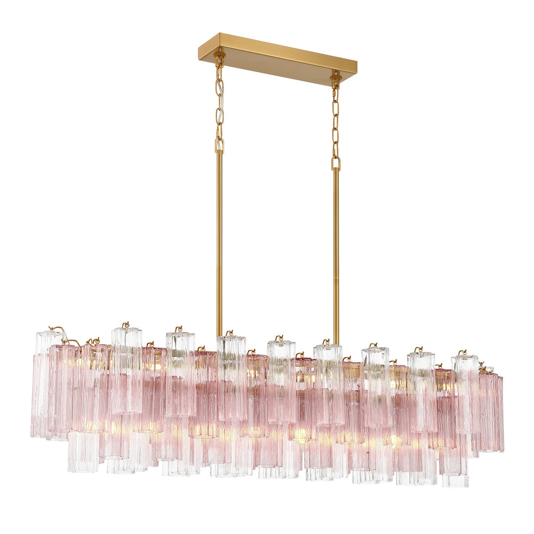Addis 14 Light Linear Chandelier in Aged Brass - available from The Lighting Shoppe, trusted by Canadian homeowners