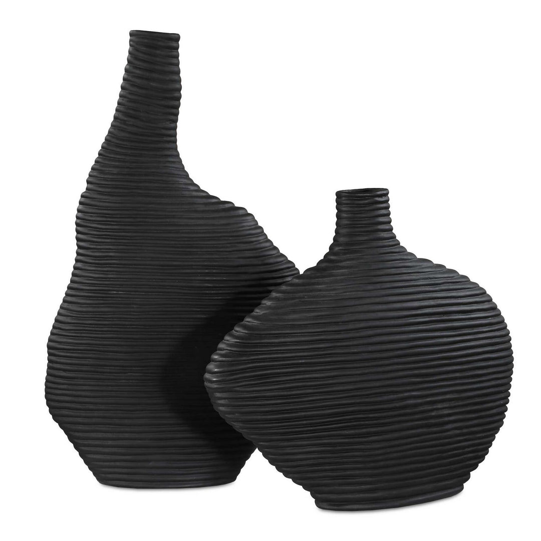 Duostacked Vases Set/2 in Matte Black - available from The Lighting Shoppe, trusted by Canadian homeowners