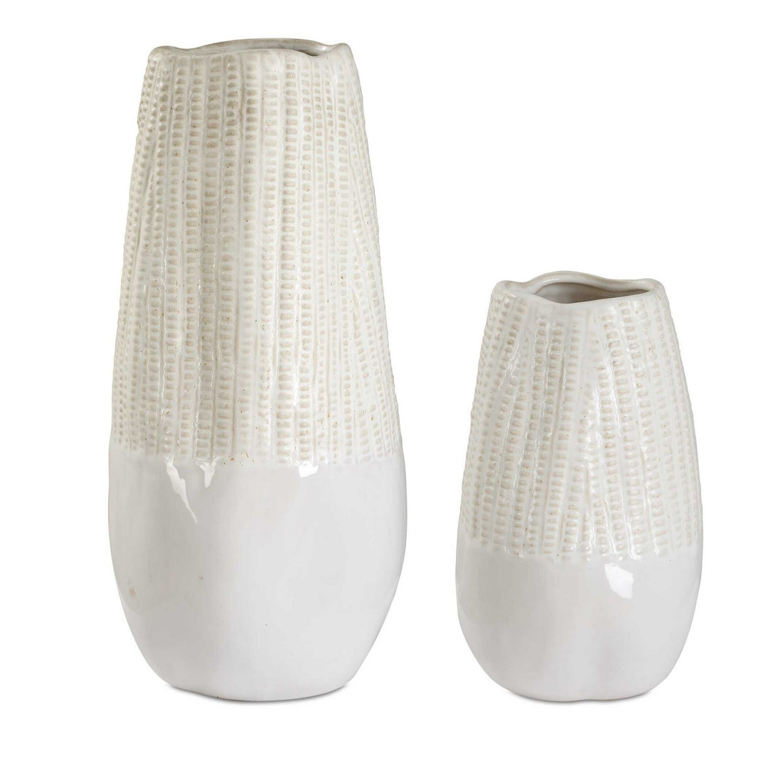 Echo Ridge Vases Set/2 in Neutral Tones Of White And Caramel - available from The Lighting Shoppe, trusted by Canadian homeowners