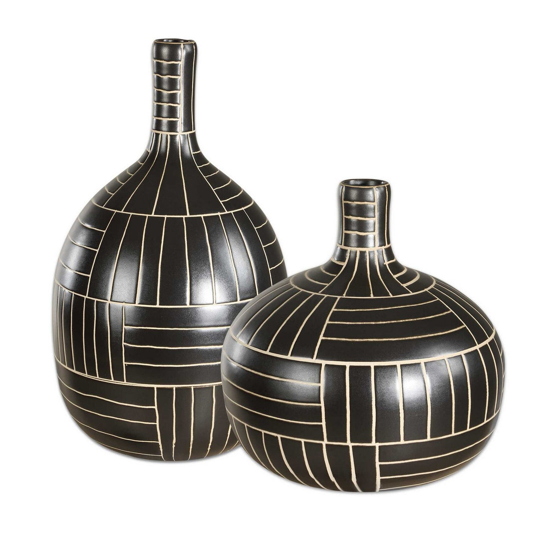 Graphite Vases Set/2 in Black - available from The Lighting Shoppe, trusted by Canadian homeowners