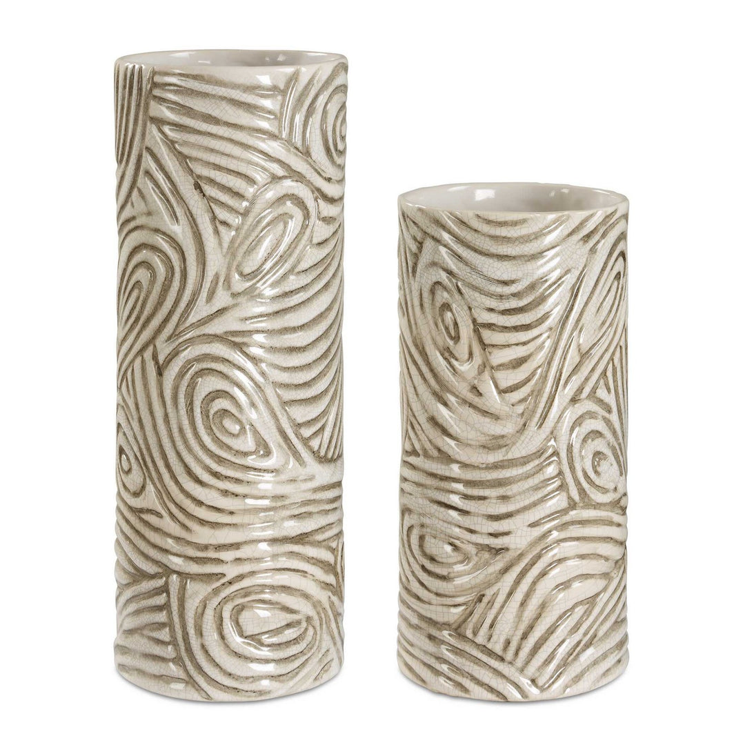 Timber Vases Set/2 in Earthy Tones - available from The Lighting Shoppe, trusted by Canadian homeowners