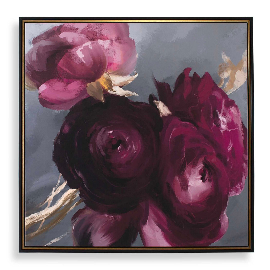 Plum Ranculus Framed Art in Gold - available from The Lighting Shoppe, trusted by Canadian homeowners