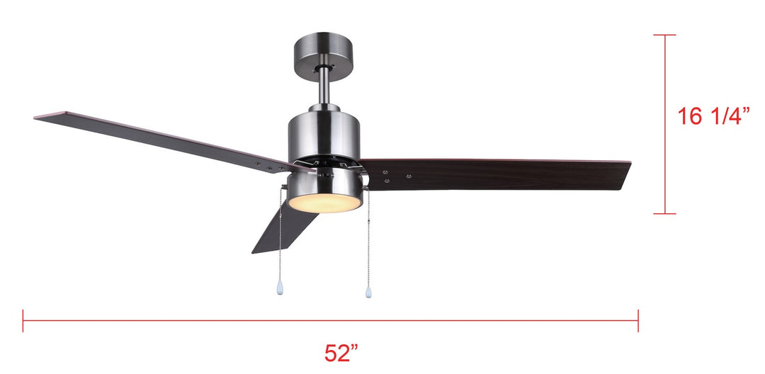 Canarm Canada - CF52JAC3BN-ES - 52" Ceiling Fan - Jace - Brushed Nickel