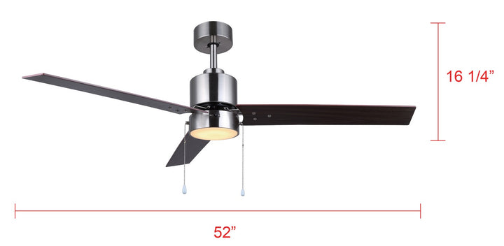 Canarm Canada - CF52JAC3BN-ES - 52" Ceiling Fan - Jace - Brushed Nickel