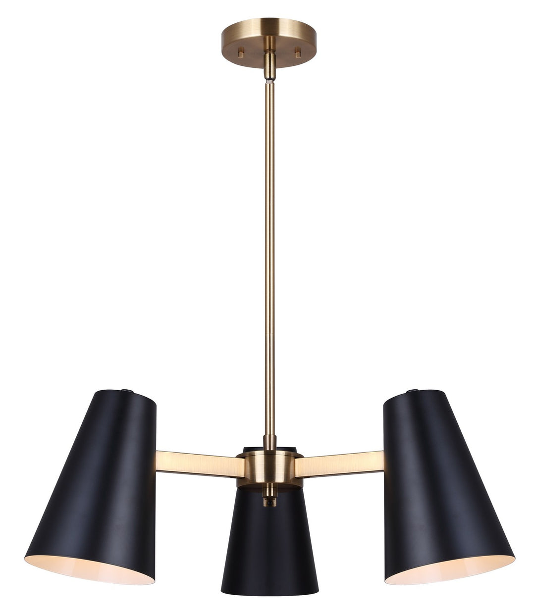 Harken Three Light Chandelier in Matte Black And Gold - available from The Lighting Shoppe, trusted by Canadian homeowners