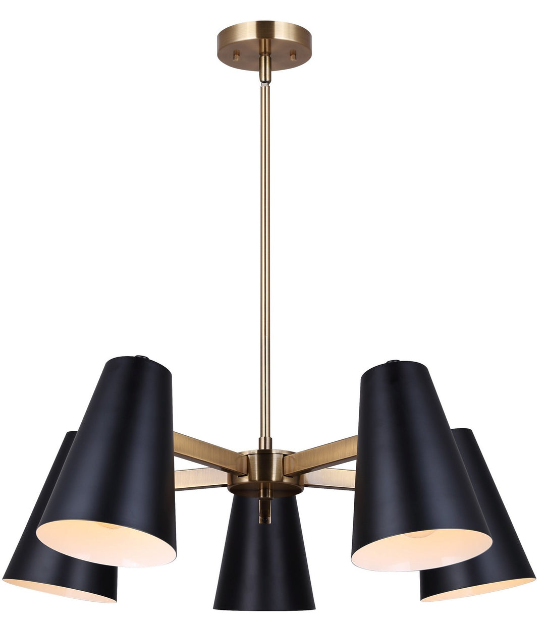 Harken Five Light Chandelier in Matte Black And Gold - available from The Lighting Shoppe, trusted by Canadian homeowners