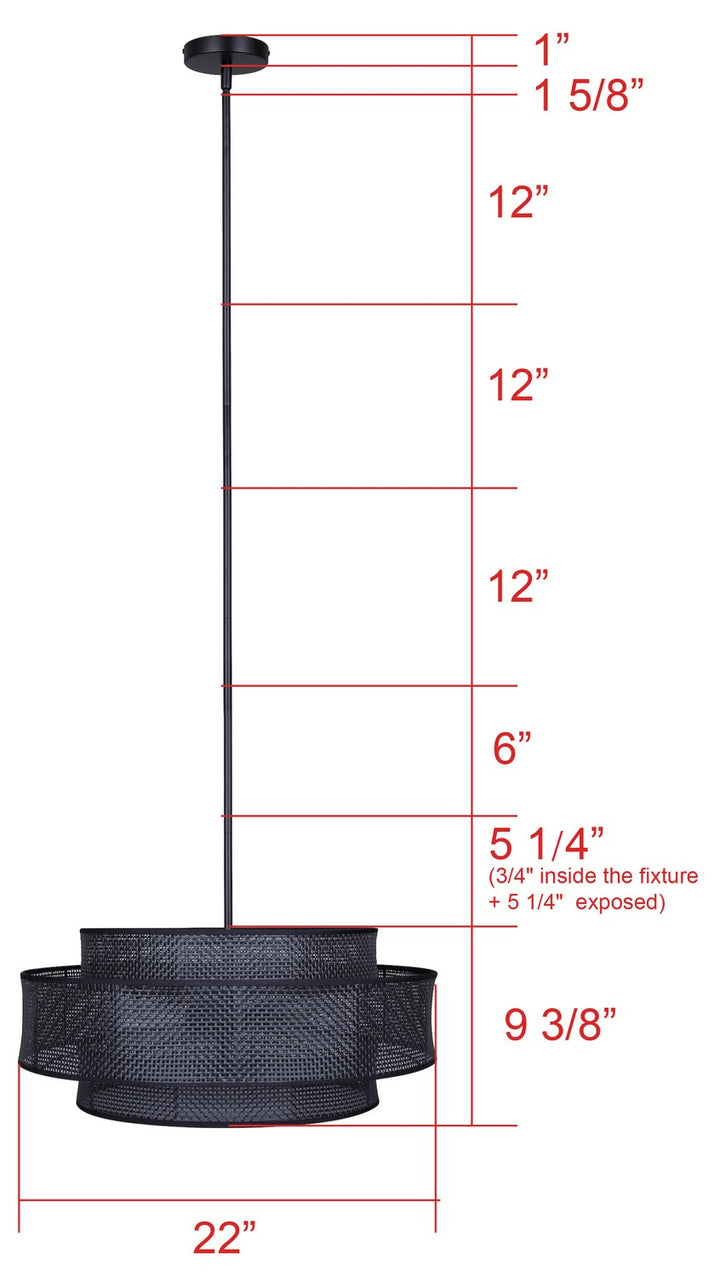 Canarm Canada - ICH1149A03BK22 - Three Light Chandelier - Bellamy - Black