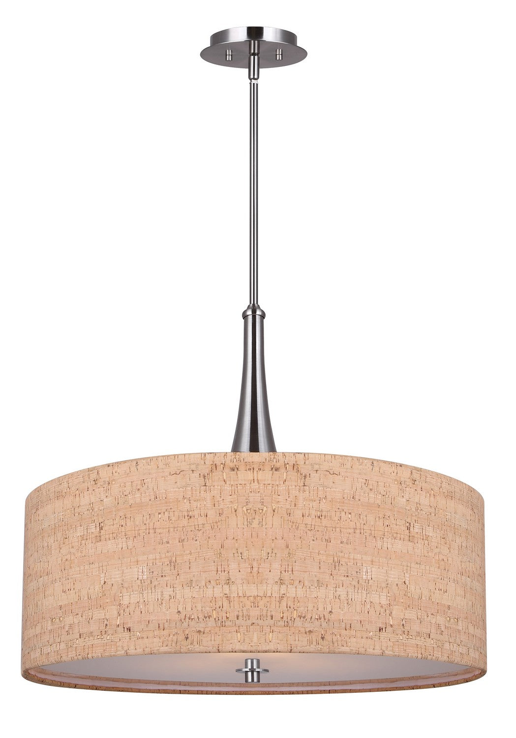 Eden Three Light Chandelier in Cork And Brushed Nickel - available from The Lighting Shoppe, trusted by Canadian homeowners