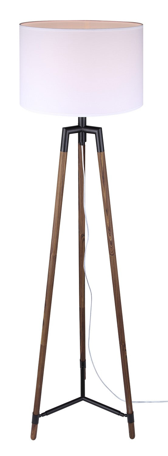 Cameram One Light Floor Lamp in Matte Black With Faux Woodgrain - available from The Lighting Shoppe, trusted by Canadian homeowners