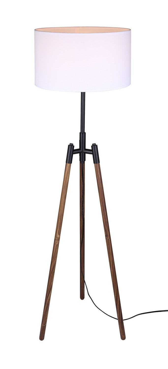 Sull One Light Floor Lamp in Matte Black And Faux Woodgrain - available from The Lighting Shoppe, trusted by Canadian homeowners