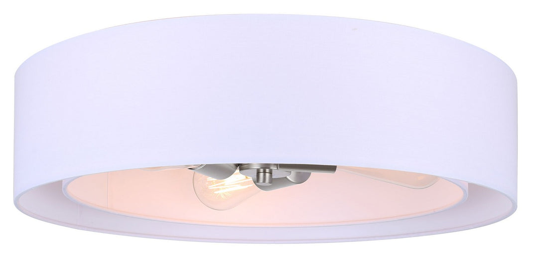 Landra Three Light Flush Mount in Brushed Nickel - available from The Lighting Shoppe, trusted by Canadian homeowners