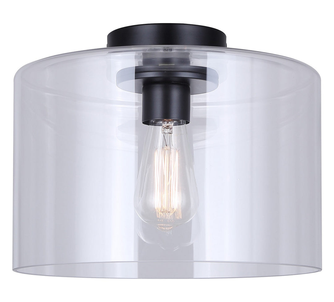 Sklo One Light Flush Mount in Matte Black - available from The Lighting Shoppe, trusted by Canadian homeowners