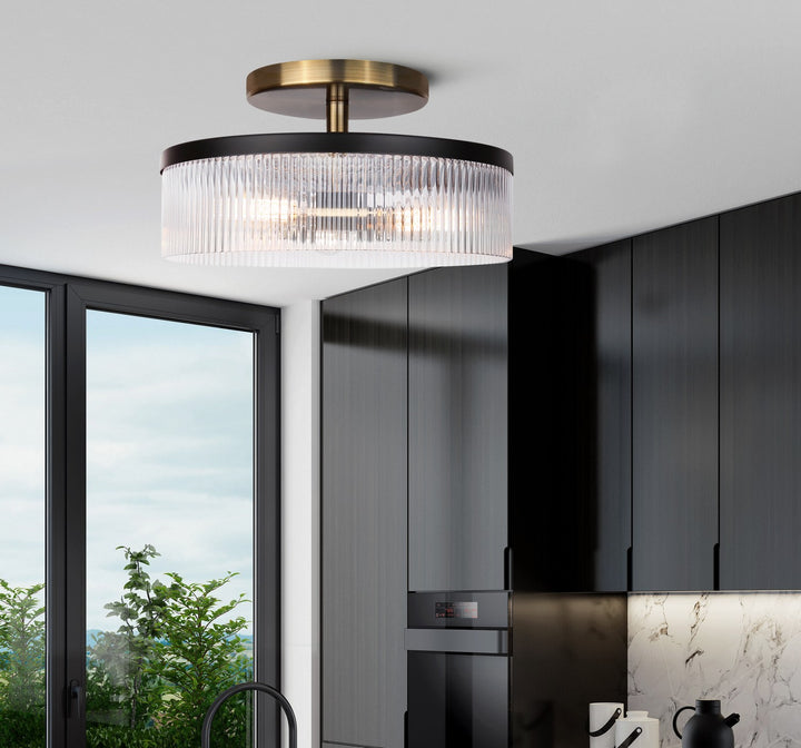 Canarm Canada - ISF1143A03BKG - Three Light Semi-Flush Mount - Jenner - Matte Black And Gold