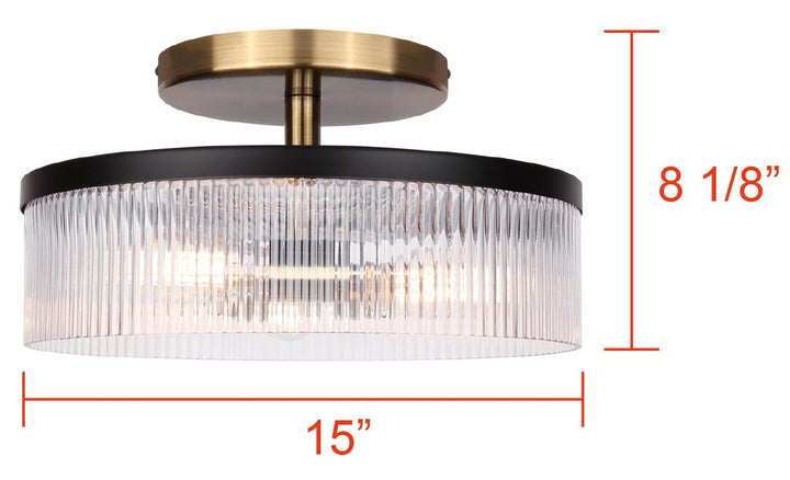 Canarm Canada - ISF1143A03BKG - Three Light Semi-Flush Mount - Jenner - Matte Black And Gold