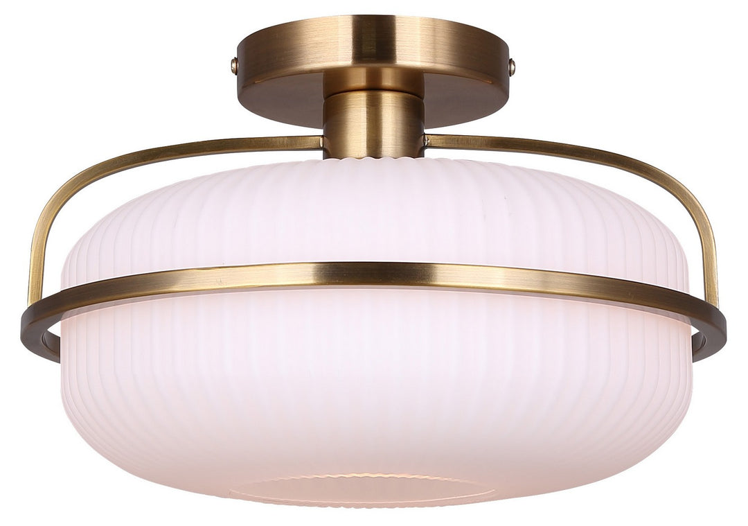 Eve One Light Semi Flush Mount in Brushed Gold - available from The Lighting Shoppe, trusted by Canadian homeowners