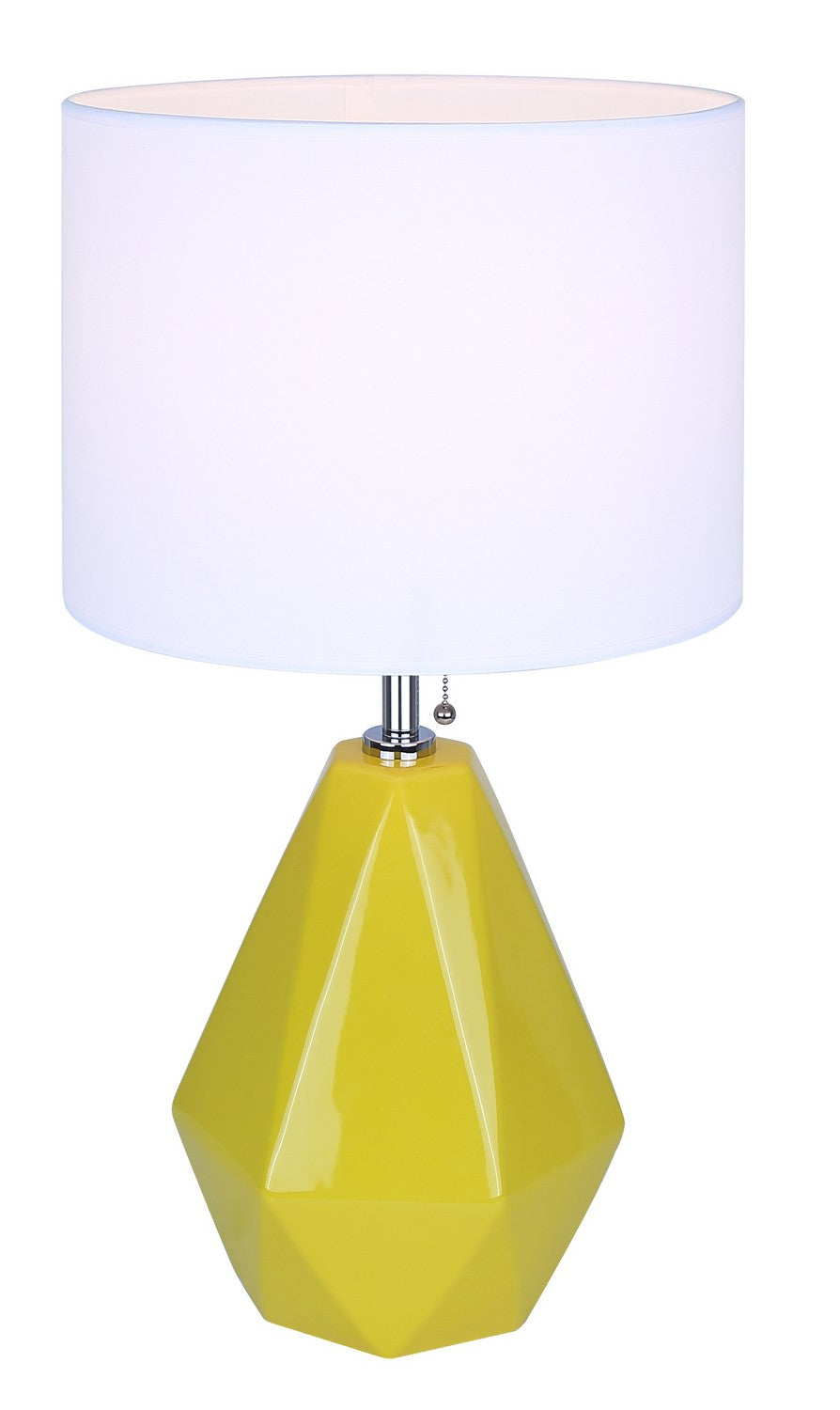 Persei One Light Table Lamp in Vibrant Yellow And Chrome - available from The Lighting Shoppe, trusted by Canadian homeowners