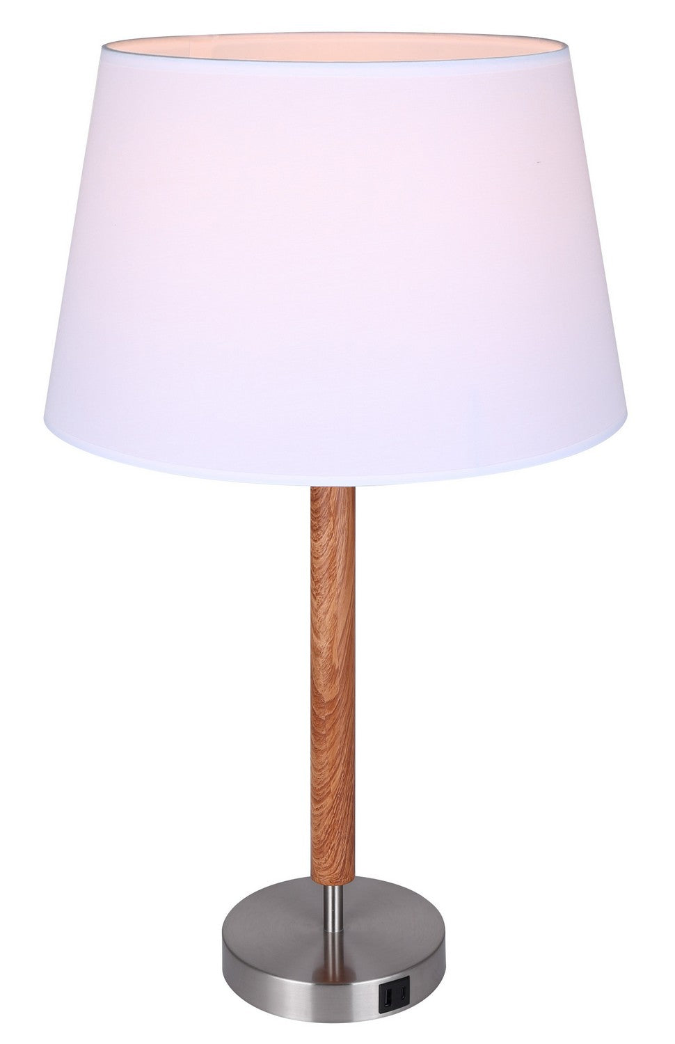 Maly One Light Table Lamp in Brushed Nickel And Faux Wood - available from The Lighting Shoppe, trusted by Canadian homeowners