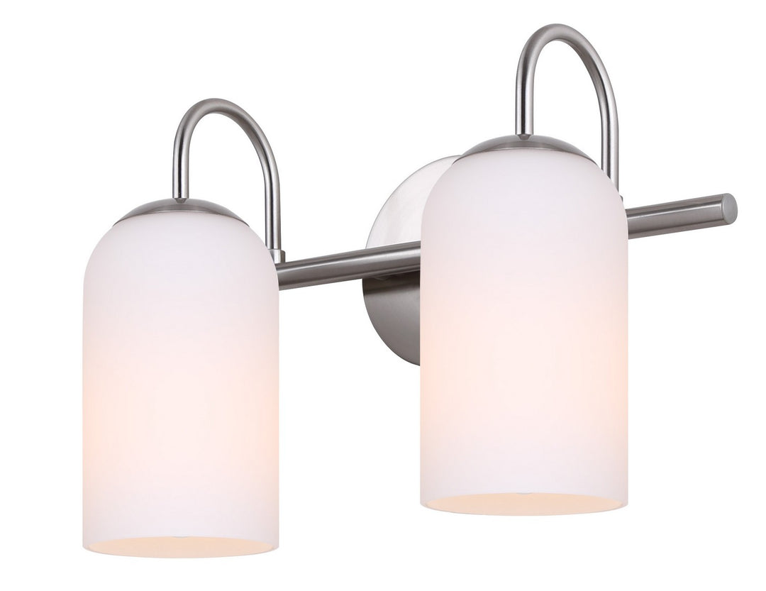 Novalee Two Light Vanity in Brushed Nickel - available from The Lighting Shoppe, trusted by Canadian homeowners
