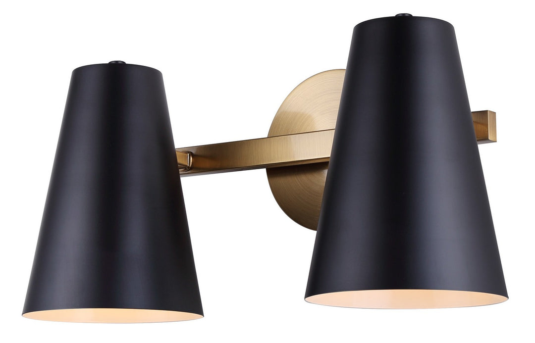 Harken Two Light Vanity in Matte Black And Gold - available from The Lighting Shoppe, trusted by Canadian homeowners