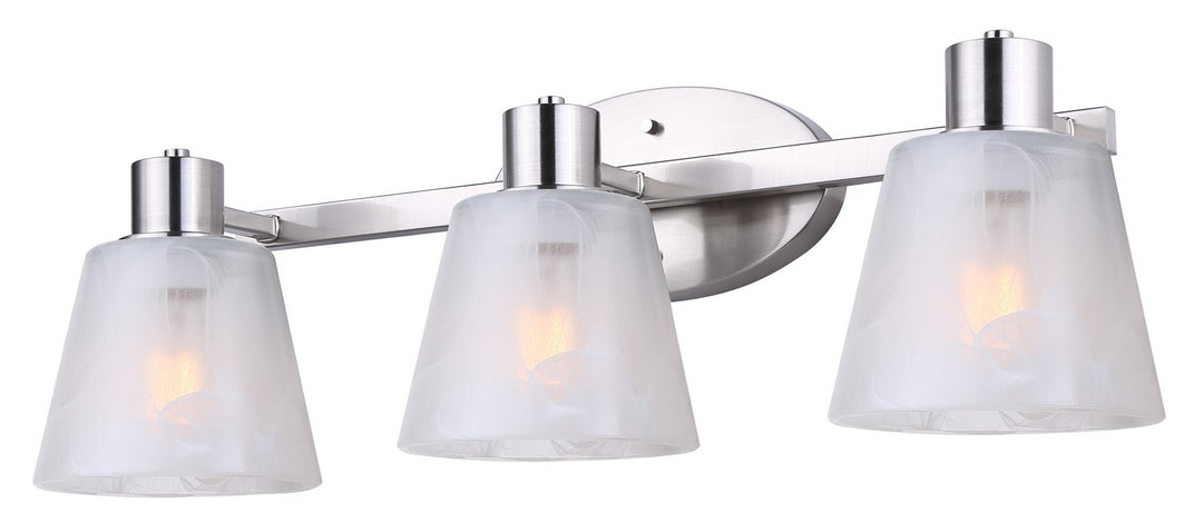 Luelle Three Light Vanity in Brushed Nickel - available from The Lighting Shoppe, trusted by Canadian homeowners