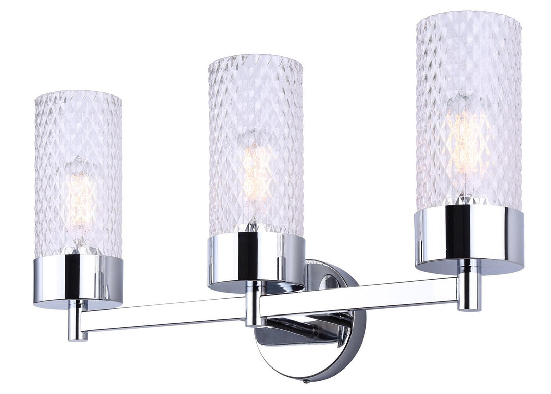 Eden Three Light Vanity in Chrome - available from The Lighting Shoppe, trusted by Canadian homeowners
