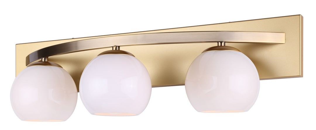 Monroe Three Light Vanity in Gold - available from The Lighting Shoppe, trusted by Canadian homeowners