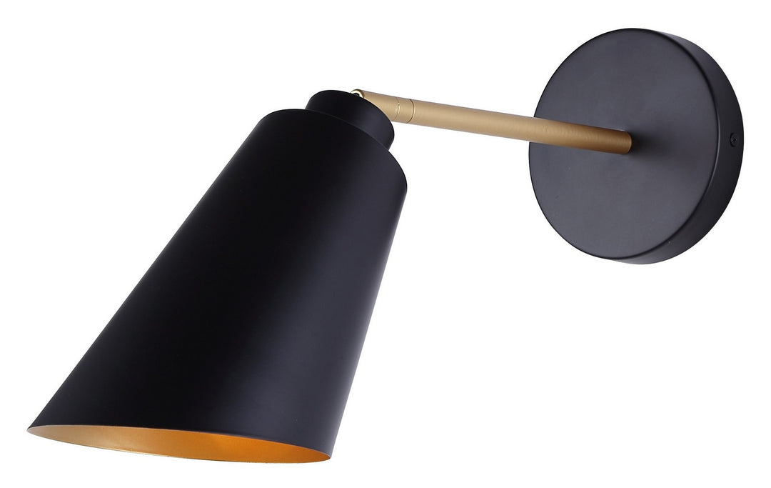 Rame One Light Vanity in Matte Black And Gold - available from The Lighting Shoppe, trusted by Canadian homeowners